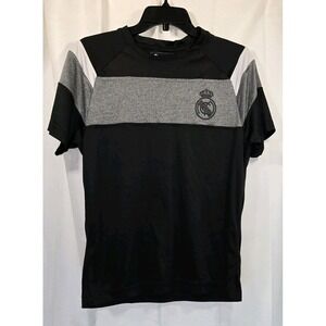Real Madrid CF Mens Soccer Training Jersey Black Grey Colorblock Shirt Size S